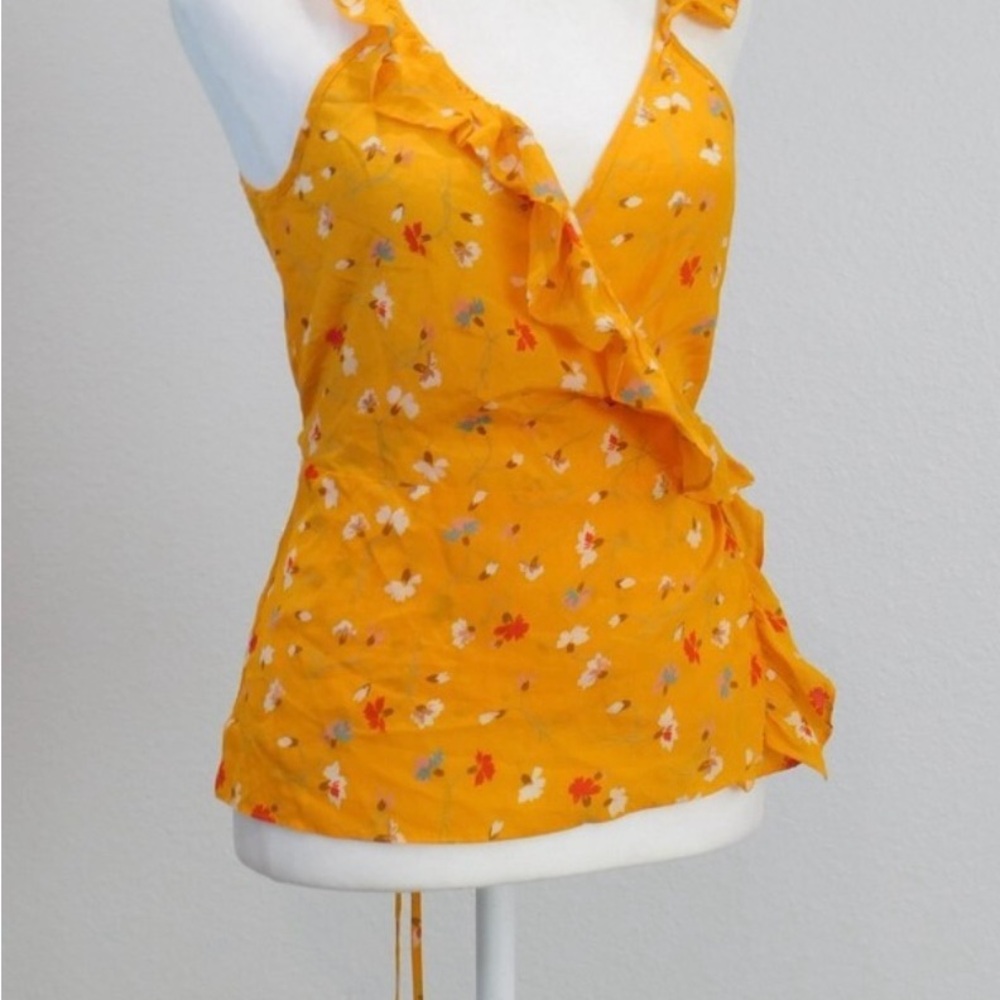 Madewell Yellow Ruffled Wrap Camisole